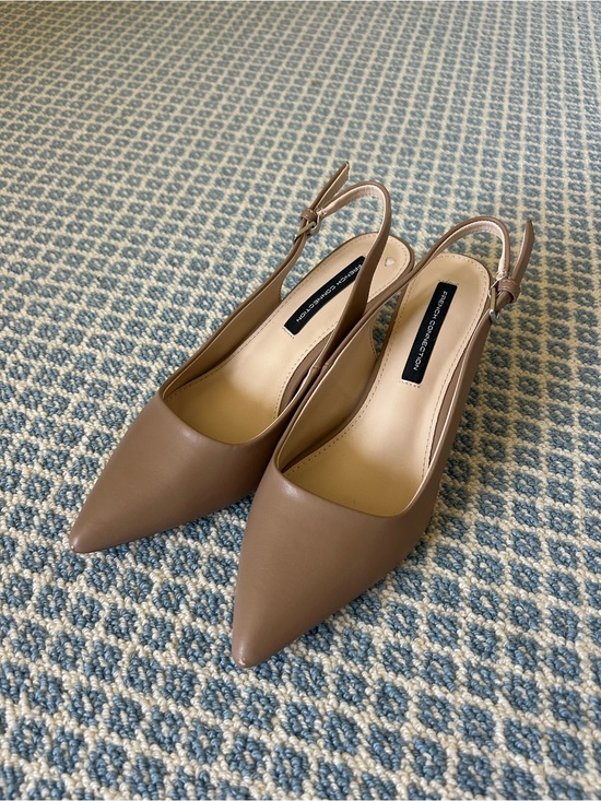French Connection Shoes - Nude/Taupe Pointed Slingback Heels